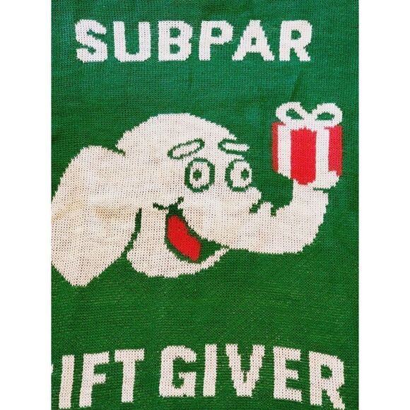 Norther Pole Womens M Sweater Ugly Christmas Subpar Gift Giver Elephant Knit - Picture 4 of 5